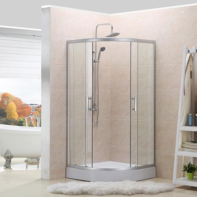 Frameless Curved Glass Universal Sliding Shower Enclosures